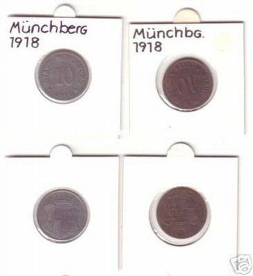 2 x 10 Pfennig Münze Notgeld Stadt Münchberg 1918