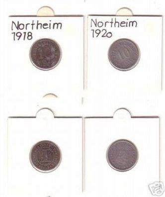 2 x 10 Pfennig Münzen Notgeld Stadt Northeim 1918/1920