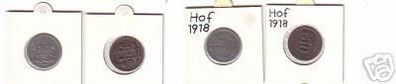 2 x 50 Pfennig Münzen Notgeld Stadt Hof 1918