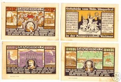 4 Banknoten Notgeld Thüringer Sängerfest Weimar 1921