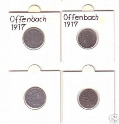 5 & 10 Pfennig Münze Notgeld Offenbach am Main 1917