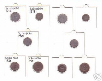 5 Münzen Notgeld Stadt Schmölln S.A. 1918-1920