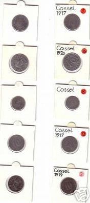 5 x Münzen Notgeld Kriegsgefangenenlager Cassel um 1920