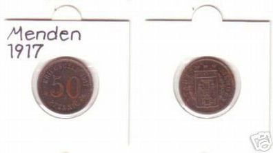 50 Pfennig Münze Notgeld Stadt Menden 1917