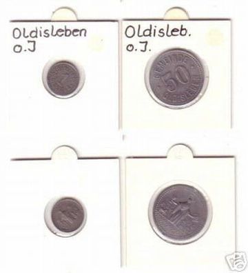 1 & 50 Pfennig Münze Notgeld Gemeinde Oldisleben um1918