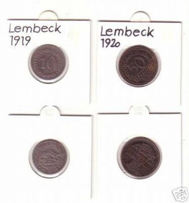 10 & 50 Pfennig Münzen Notgeld Stadt Lembeck 1919/20