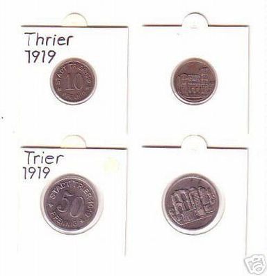 10 & 50 Pfennig Münzen Notgeld Stadt Trier 1919