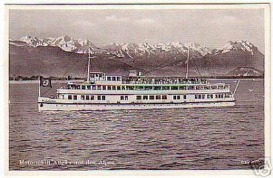00416 Ak Motorschiff Allgäu mit den Alpen 1938