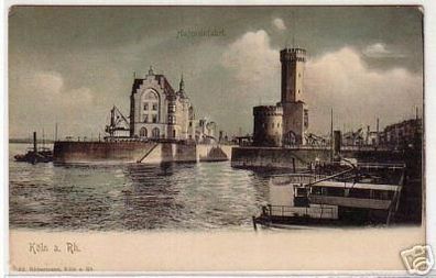 04080 Ak Köln am Rhein Hafeneinfahrt um 1900