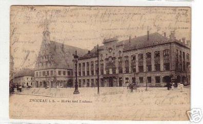 09696 Ak Zwickau Markt und Rathaus 1904
