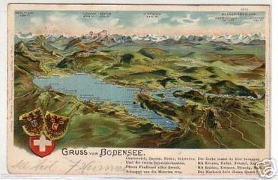 09702 Ak Lithographie Gruß vom Bodensee 1906