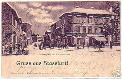 09776 Ak Gruß aus Stassfurt Louisenplatz 1899