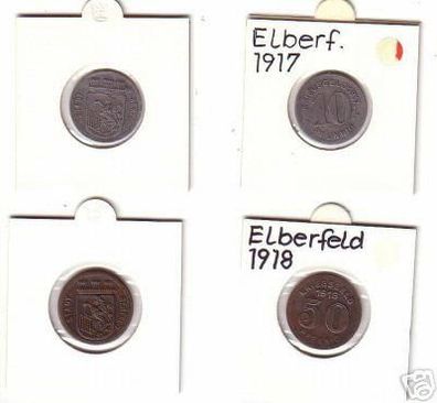 10 & 50 Pfennig Münze Notgeld Stadt Elberfeld 1917-1918