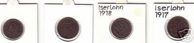 10 & 50 Pfennig Münzen Notgeld Stadt Iserlohn 1917-18