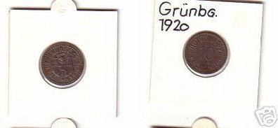 10 Pfennig Münze Notgeld Stadt Grünberg in Schl. 1920