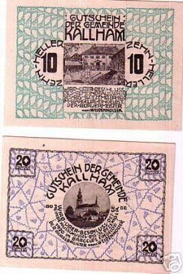 2 Banknoten Notgeld Gemeinde Kallham 1920