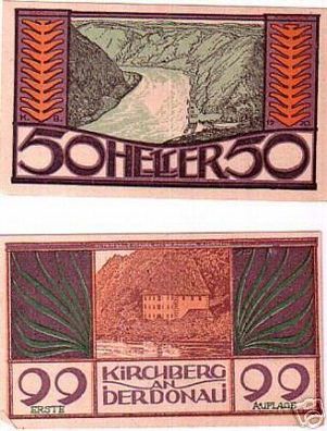 2 Banknoten Notgeld Gemeinde Kirchberg an der Donau