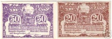 2 Banknoten Notgeld Gemeinde Ried im Traunkreis 1920