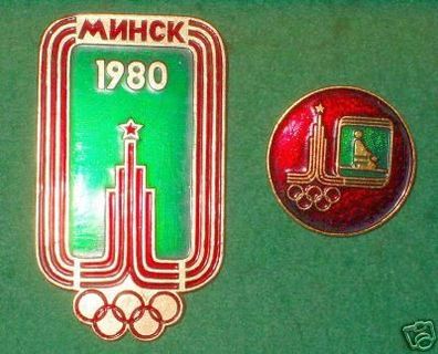 2 schöne Abzeichen Olympiade Moskau 1980