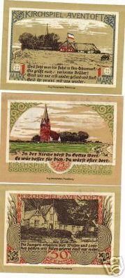 3 Banknoten Notgeld Kirchspiel Arentoft 1921