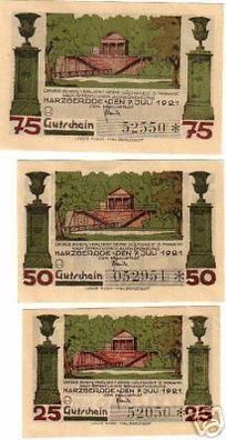 3 Banknoten Notgeld Stadt Harzgerode 1921