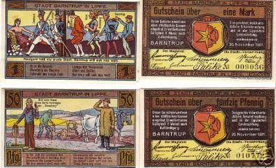 4 Banknoten Notgeld Stadt Barntrup 1921