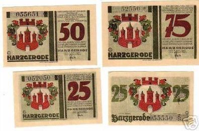 4 Banknoten Notgeld Stadt Harzgerode 1921
