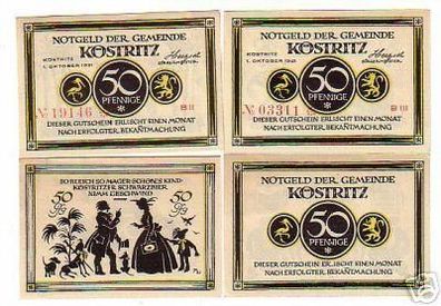 4 Banknoten Notgeld Stadt Köstritz 1921