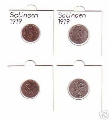 5 & 10 Pfennig Münze Notgeld Stadt Solingen 1919