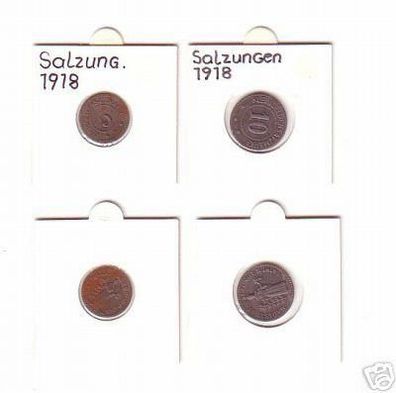 5 & 10 Pfennig Münzen Notgeld Stadt Salzungen 1918
