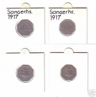 5 & 10 Pfennig Münzen Notgeld Stadt Sangerhausen 1917