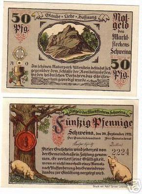 5 Banknoten Notgeld Marktflecken Schweina 1921