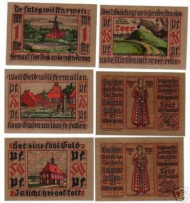 6 Banknoten Notgeld Leer Verein für Heimatschutz 1921