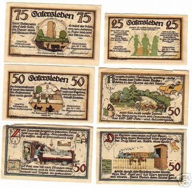 6 Banknoten Notgeld Stadt Gatersleben 1921