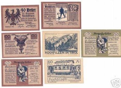 7 Banknoten Notgeld Gemeinde Hochfilzen 1920