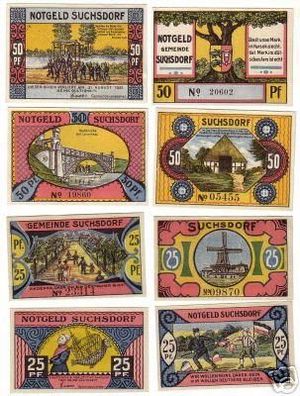 8 Banknoten Notgeld Gemeinde Suchsdorf 1921