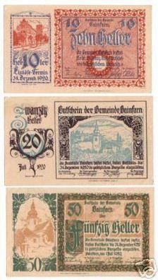 3 Banknoten Notgeld der Gemeinde Gainfarn 1920