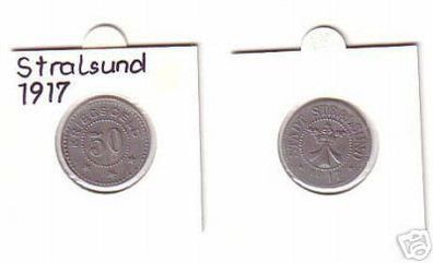 50 Pfennig Münze Notgeld Stadt Stralsund 1917