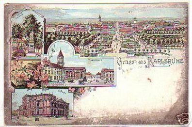 09890 Ak Lithographie Gruss aus Karlsruhe um 1900
