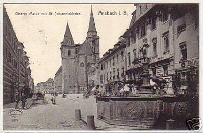 09484 Ak Ansbach in Bayern oberer Markt 1909