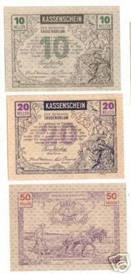 3 Banknoten Notgeld der Gemeinde Tausendblum 1920