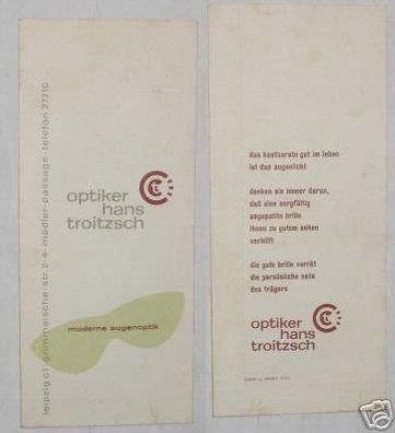 Tüte mit Werbung Optiker H. Troitzsch Leipzig um 1960