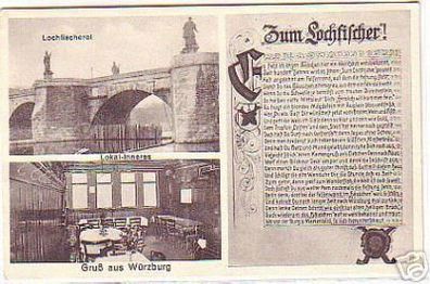 00756 Ak Gruß aus Würzburg "Zum Lochfischer" um 1930