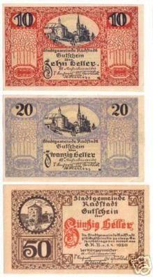 3 Banknoten Notgeld Stadtgemeinde Radstadt 1920