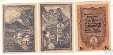 3 Banknoten Notgeld Marktgemeinde Werfen um 1920