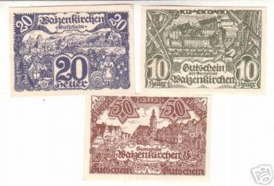 3 Banknoten Notgeld der Gemeinde Waizenkirchen 1920