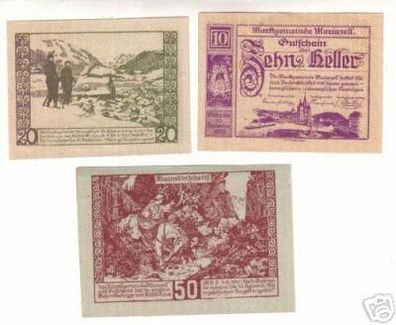 3 Banknoten Notgeld der Gemeinde Mariazell 1920