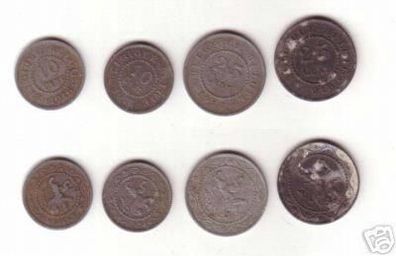 4 Münzen deutsche Besetzung Belgiens im 1.Weltkrieg
