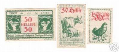 3 Banknoten Notgeld Stadtgemeinde Eferding 1920