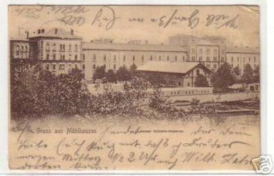 02588 Ak Gruß aus Mühlhausen Kaiser Wilhelm Kaserne1902